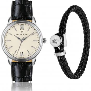 Montre et bracelet en cuir crocodile noir