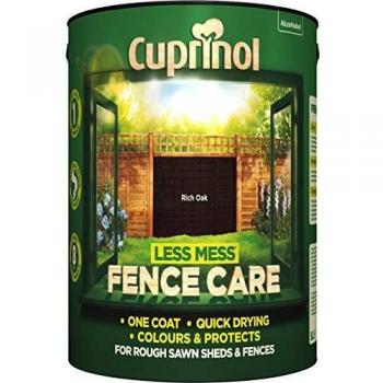 Cuprinol 5 Liter Fencing Stain, Rich Oak, Less Mess Fence Care