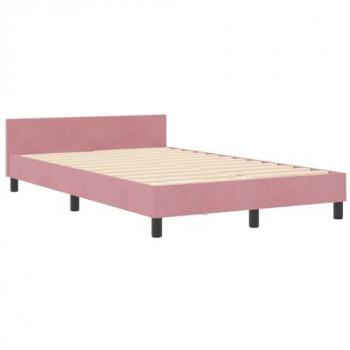 VidaXL Pink Velvet Bed Frame 120x200cm (Headboard Included)