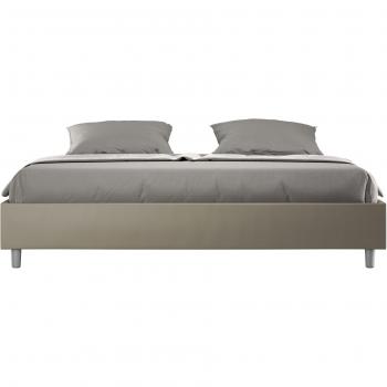 Cama tipo sofá 200x200 con símil de cuero y diseño capuchino