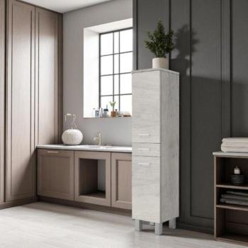 Colonne de salle de bain GAIA 2 portes 1 tiroir H153 Chêne Blanc