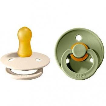 Sage/Ivory Double‑Pack Latex Nipple Pacifiers