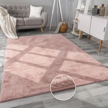 Tapis Confort Rose en Fausse Fourrure 200x290 cm