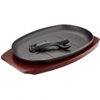 Oval Cast Iron Sizzler by Vogue Olympia – 280 × 190 mm, Large, Wood Stand