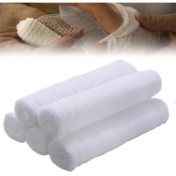 5 rouleaux de bandage respirant en gaze blanche