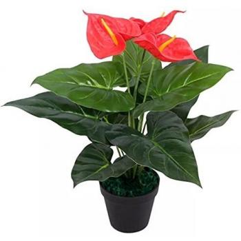Red and Yellow Artificial Anthurium Plant with Pot 45 cm vidaXL