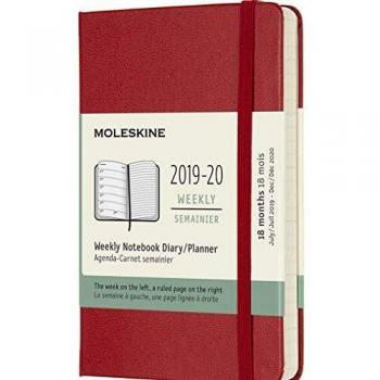 Moleskine Scarlet Red 2019‑20 Weekly Schedule, Pocket Edition, Hard Cover