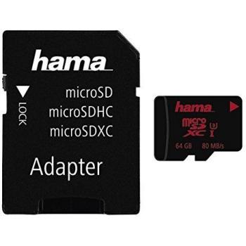 Hama microSDXC 64GB UHS Speed Class 3 UHS-I 80MB/s + Adapter