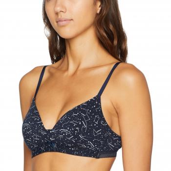 Sujetador sin Aros Dim Fancy Cotton para Mujer, Azul (Estampado Constelación)