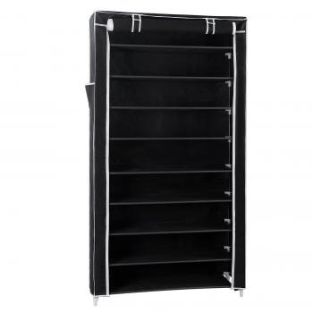 SONGMICS Armario para Zapatos de 10 Niveles, Organizador de Calzado con Tapa, 88 x 28 x 160 cm, Negro