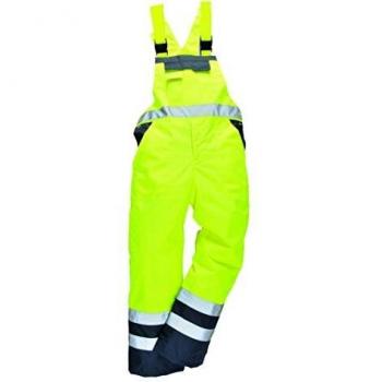 Oxford Weave 300D Class 2 Hi Vis Contrast Bib and Brace Yellow / Navy Size Small