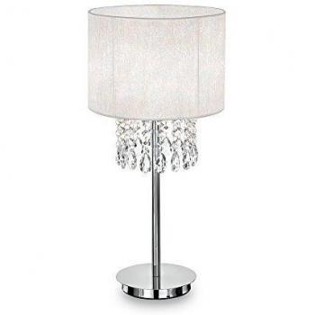 Netlighting Opera 1 Light Table Lamp Chrome White Crystal with White Shade E27