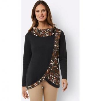 Affinage Noir Helline T-shirt Long Imprimé