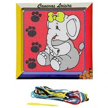 Kit de canevas éléphant 15 x 15 cm gros trous