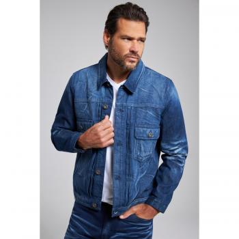 Giacca di jeans uomo 5XL effetto lavato blu cotone JP1880