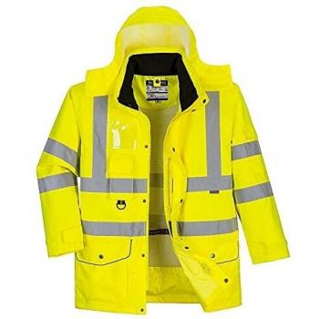 Portwest S427YERS Hi-Vis 7-in-1 Traffic Jacket, Regular, Size Small, Yellow