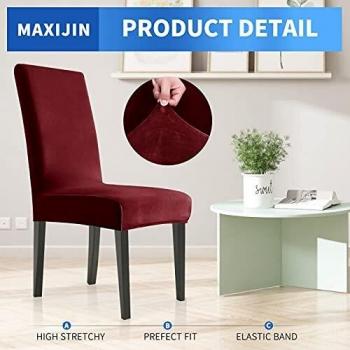 MAXIJIN Plush Velvet Dining Chair Covers Set of 2 Removable Slipcovers for Dining Room, Hotel, Kitchen, Ceremony
