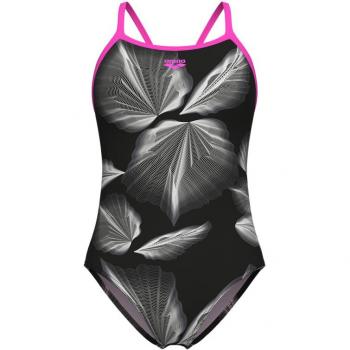 Arena Kühle Blätter Badeanzug Schwarz und Pink für Frauen