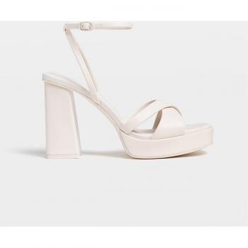 Stradivarius High-heel platform sandals ECRU 7½