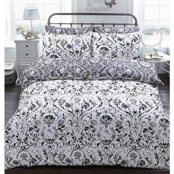 Sleepdown Painted Damask Duvet Cover with Pillowcases