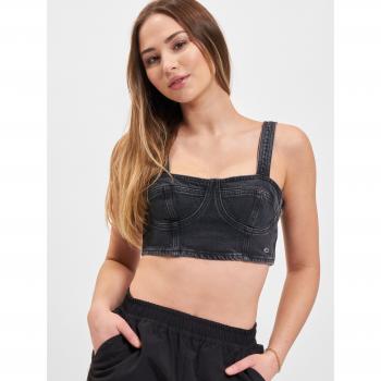 Tommy Jeans Damen T-Shirt, Cropped, mit Logo-Stitching, Schwarz, XL