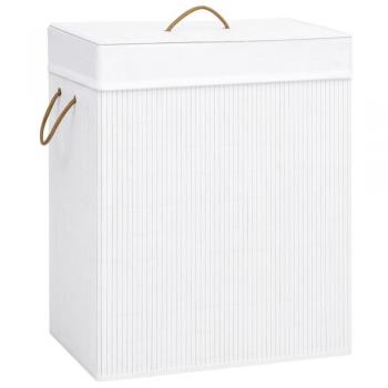 Bamboo Clothes Basket White 83L