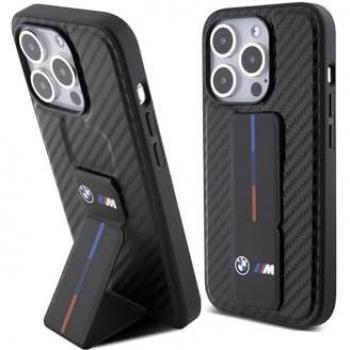 BMW BMHCP15LGSPCCK – iPhone 15 Pro 6,1 Schwarz: Carbon‑Hardcase, Griffiger Stand