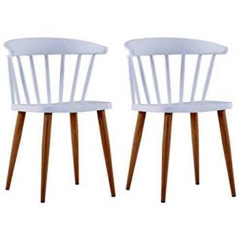 Sillas de cocina vidaXL 2 unidades plástico blanco
