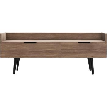 Carini 2-High Walnut Entertainment Center – Pre-Assembled, 2 Drawers