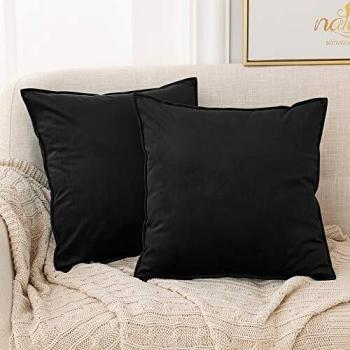 Set of 2 Black Cushion Covers with Flanges