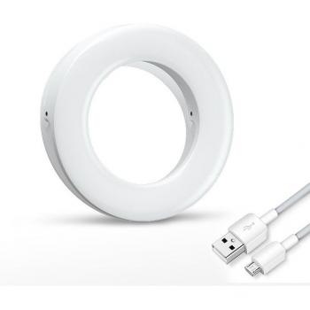 UPMOSTEK Selfie LED Ringlampe, USB-Ladefunktion, Mini-Klemme für iPhone und Android, wiederaufladbares Licht