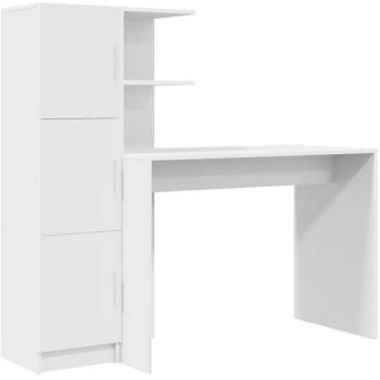 Bureau 2 portes, design contemporain, 102 x 50 x 124 cm, blanc