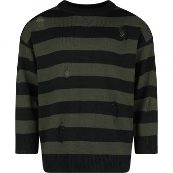 Veste pull tricotée Banned Alternative – design rayé vert/noir – homme S à XXL