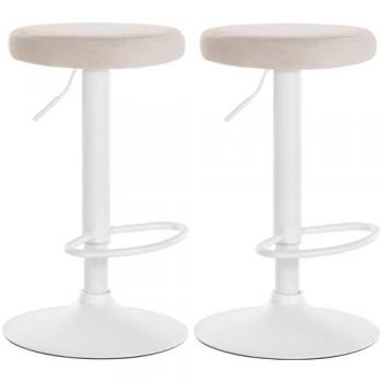 Set di 2 sgabelli Ponte in velluto crema con base bianca