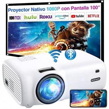 Proyector WiFi HOWWOO con Pantalla de 100