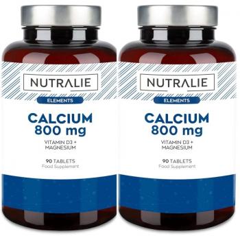 Nutralie, Calcio con Magnesio y Vitamina D3, 800mg, 90 comprimidos + 90 comprimidos adicionales