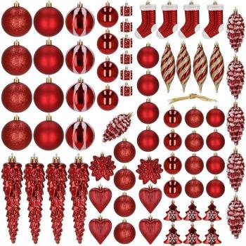 SPRINGOS Boules festives 72 pcs – Résistantes, rouge & or