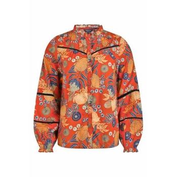 Weird Fish Women's Bodhi Long Sleeve Blouse, Orange, Size 22