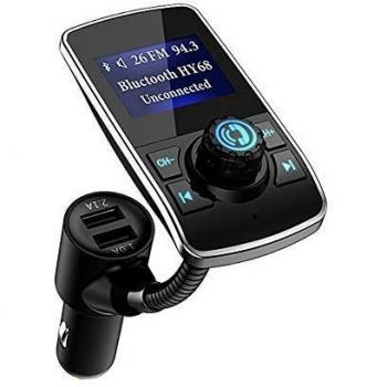 Trasmettitore Aigoss Auto FM Bluetooth con Adattatori Vivavoce e Carica Rapida 5V/1.0A