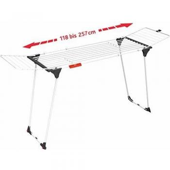 Vileda Infinity Wäscheleine aus Aluminium – ausziehbar, weiß, 257 × 57 × 100 cm