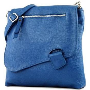 Blaues Modamoda de T146 Italienische Messengertasche aus Leder