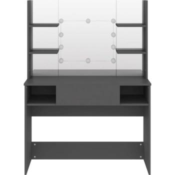 Meuble de maquillage LED 100x40x135 cm – Table et miroir lumineux, MDF gris