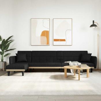 Contemporary Black Fabric L-shaped Sofa Bed 275x140x70 cm