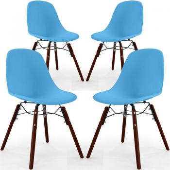 Set di Sedie Skögur Design Scandinavo Blu Legno Scuro 4 unità