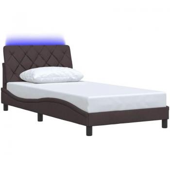 Bed Frame with LED, Dark Brown, 100x200 – Mattress Separate