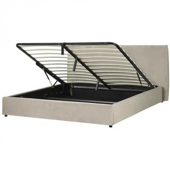 Samtschlafzimmerbett 180×200 cm – Beliani Taupe & Stauraum