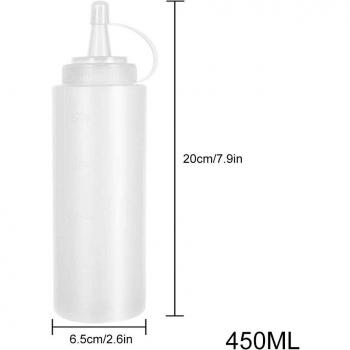 Pakketje van 10 knipbare plastic sausflessen met sluitkappen, modelnummer M56