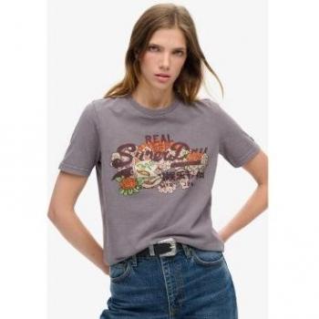 Superdry Maglietta Tokyo Vl Graphic Maniche Corte Grigio Scuro S
