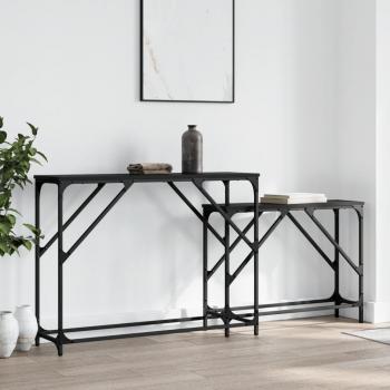 VidaXL Mesas consolas apilables 2 unidades madera de ingeniería negro Mesa de sofá Mesa de Entrada para Salón Consola de Entrada Mueble Recibidor Mesita Mesa auxiliar Salon