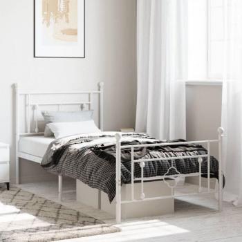 Cama TORANA con Estribo Metal Blanco 90x190 cm